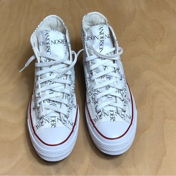 JW Anderson White Converse Edition Grid Logo Sneakers Unisex Size 12. - Picture 2 of 13